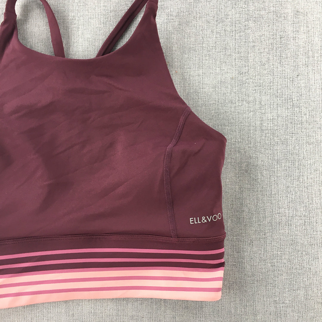 Ell & Voo Womens Sports Bra Size S Plum Purple Cropped Top