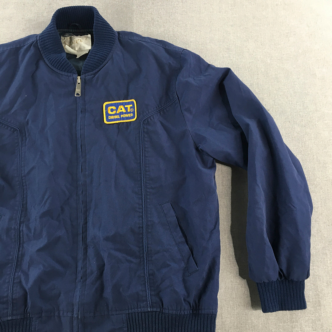 Vintage 70s 80s CATERPILLAR CAT Diesel Power Mens Jacket Size M Blue Spicer