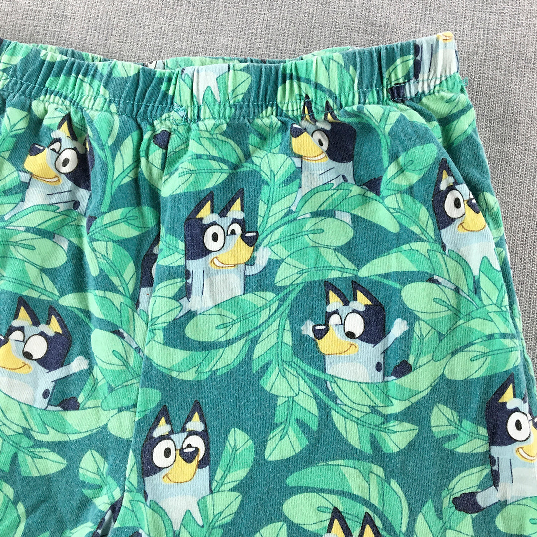 Bluey Kids Pajama Shorts Size 7 Green Elastic Waist Sleepwear