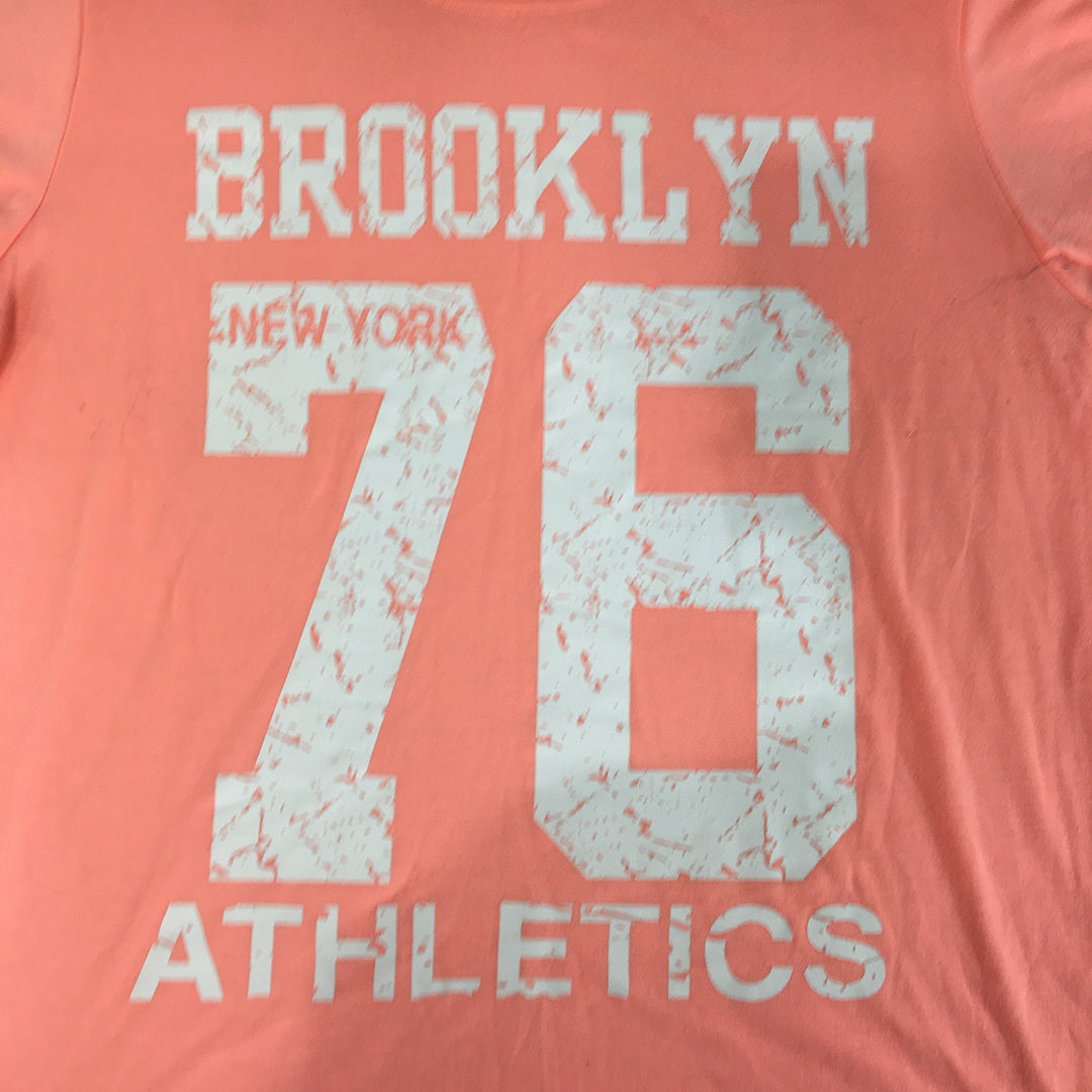 Brooklyn Athletics Womens T-Shirt Size L Pink Short Sleeve Crew Neck Top