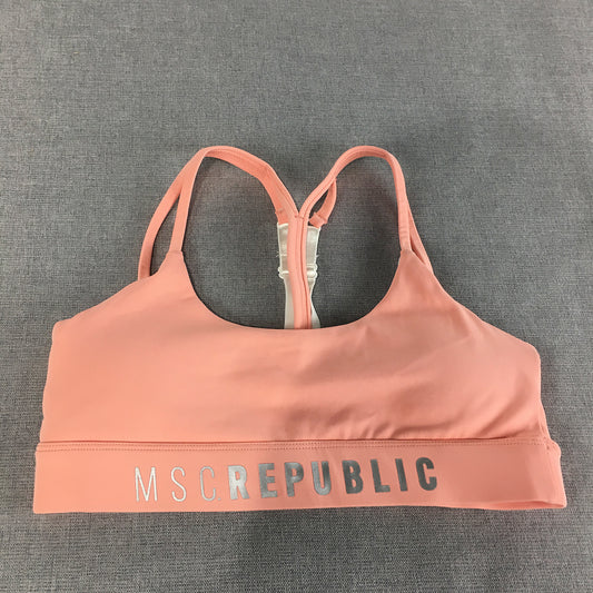 Muscle Republic Womens Cropped Top Size XS Pink Sleeveless Sports Bra Gym