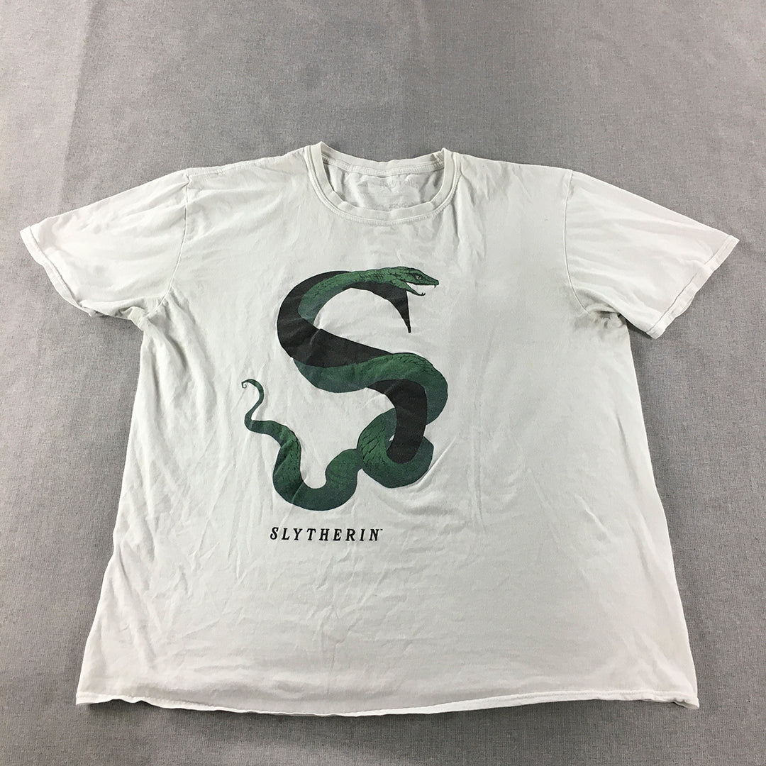 Harry Potter Slytherin Mens T-Shirt Size L White Short Sleeve Tee