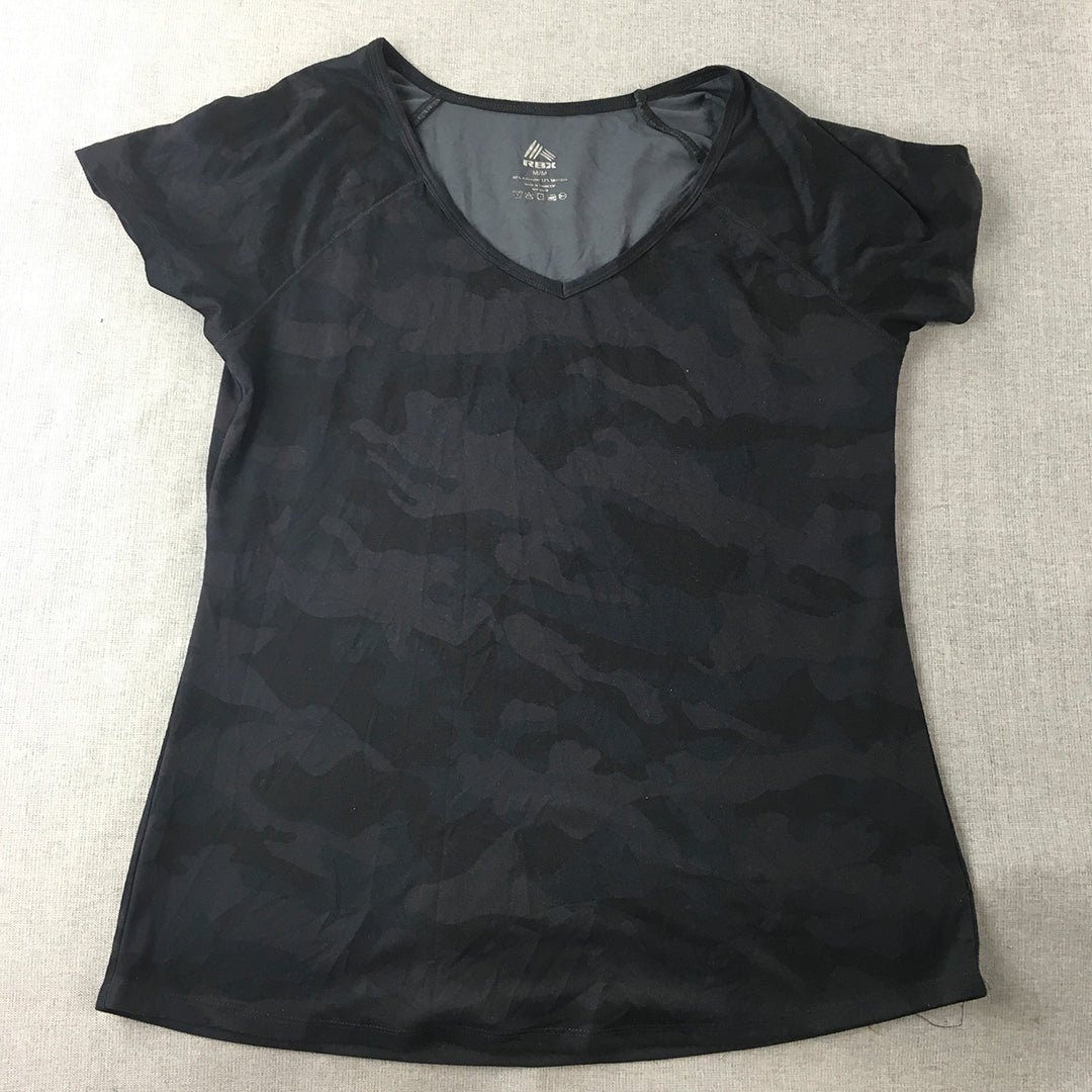 RBX Active Womens T-Shirt Size M Black Short Sleeve V-Neck Top