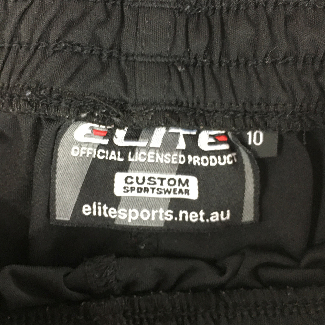 Elite Kids Boys Shorts Size 10 Black Sport Running Football Elastic Waist