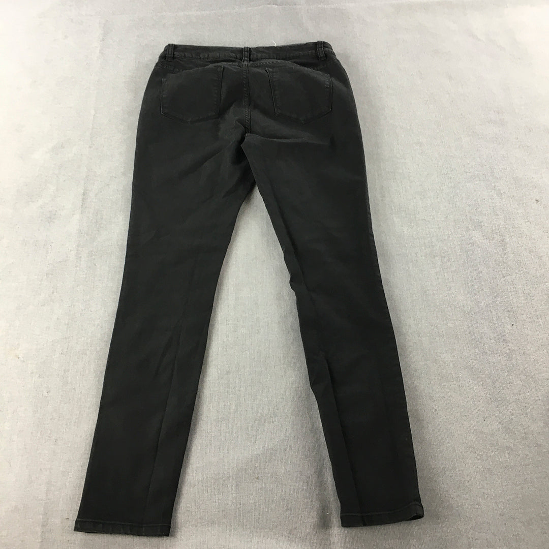 Portmans Womens Skinny Jeans Size 12 Black Dark Wash Stretch Denim