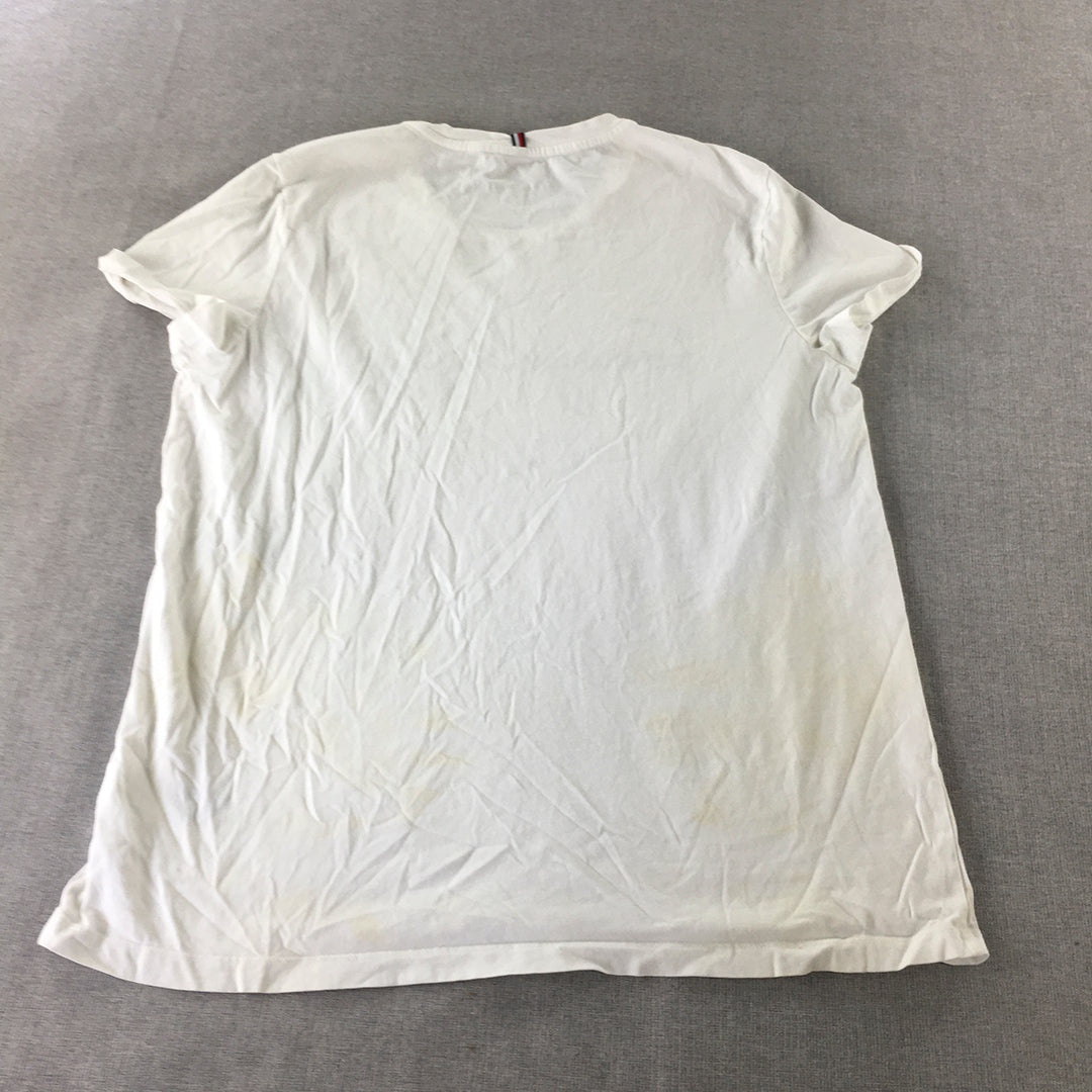 Tommy Hilfiger Womens T-Shirt Size XL White Logo Short Sleeve Top