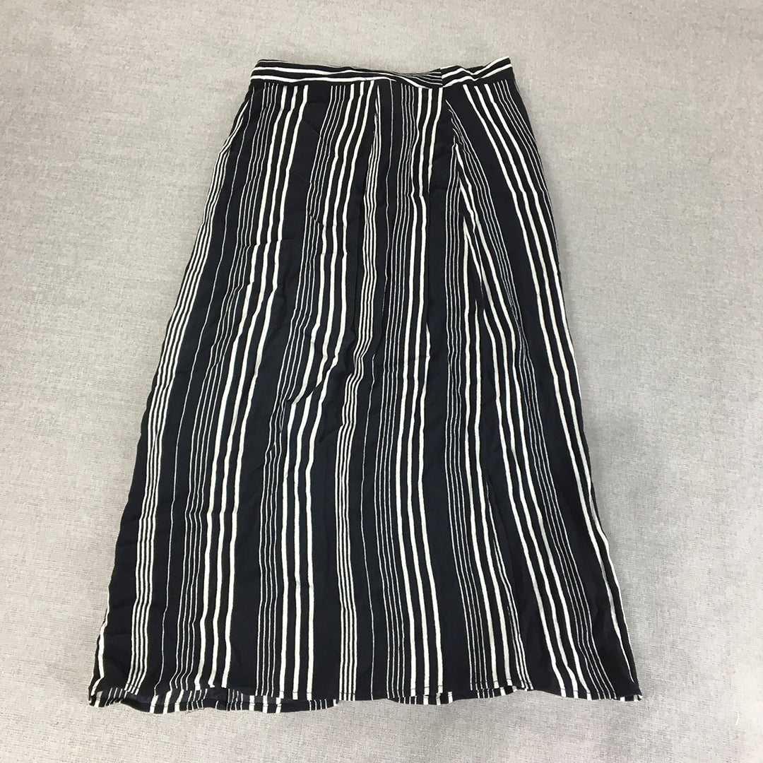 Tokito Womens A-Line Skirt  Size 6 Blue White Striped Button