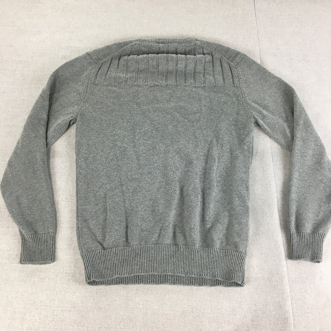 Brooksfield Mens Knit Sweater Size S Grey Crew Neck Pullover Jumper