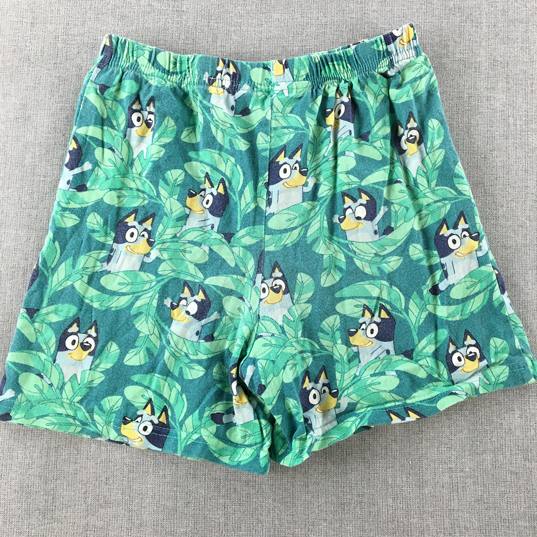 Bluey Kids Pajama Shorts Size 7 Green Elastic Waist Sleepwear