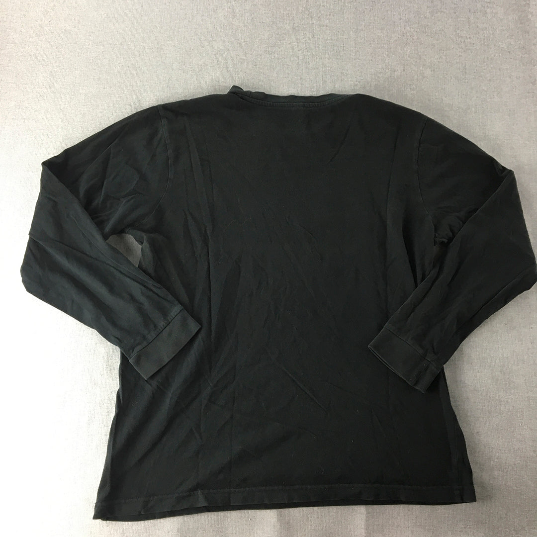 Hoopin Mens Shirt Size M Black Basketball Long Sleeve Pullover Shirt