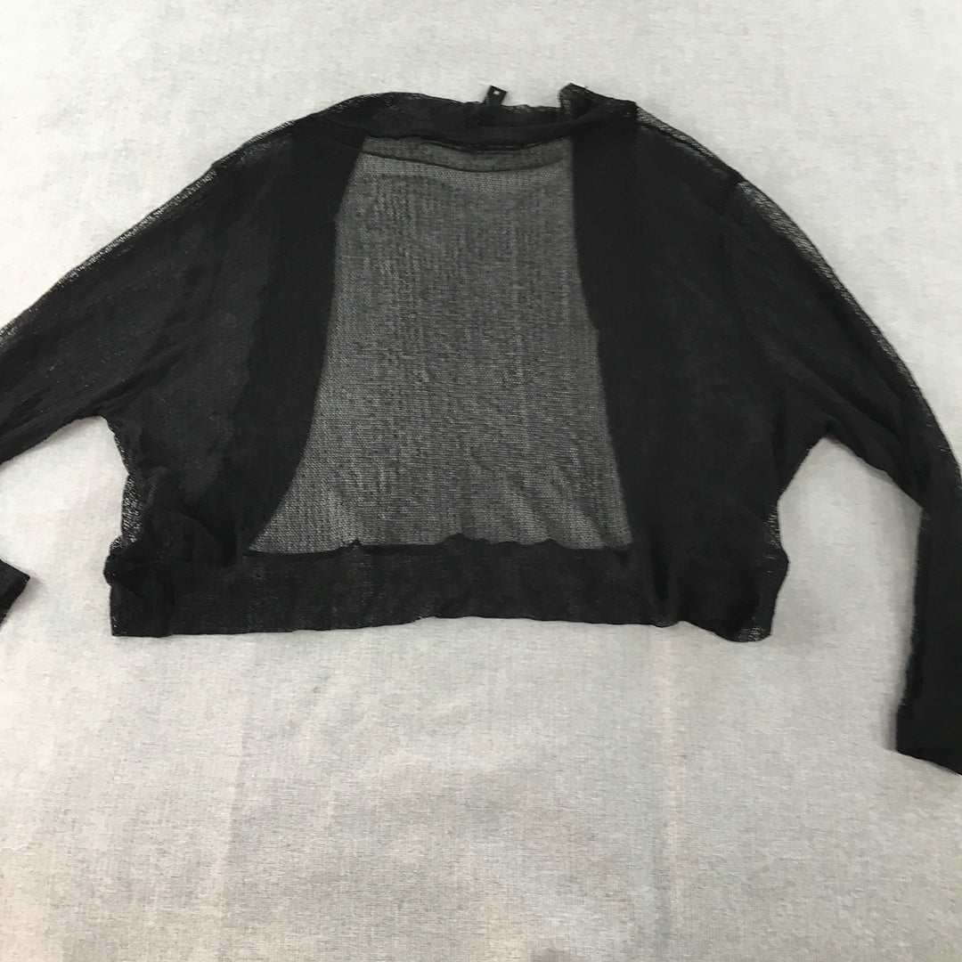 Taking Shape Womens Mesh Cardigan Size M Black Long Sleeve Open Front TS