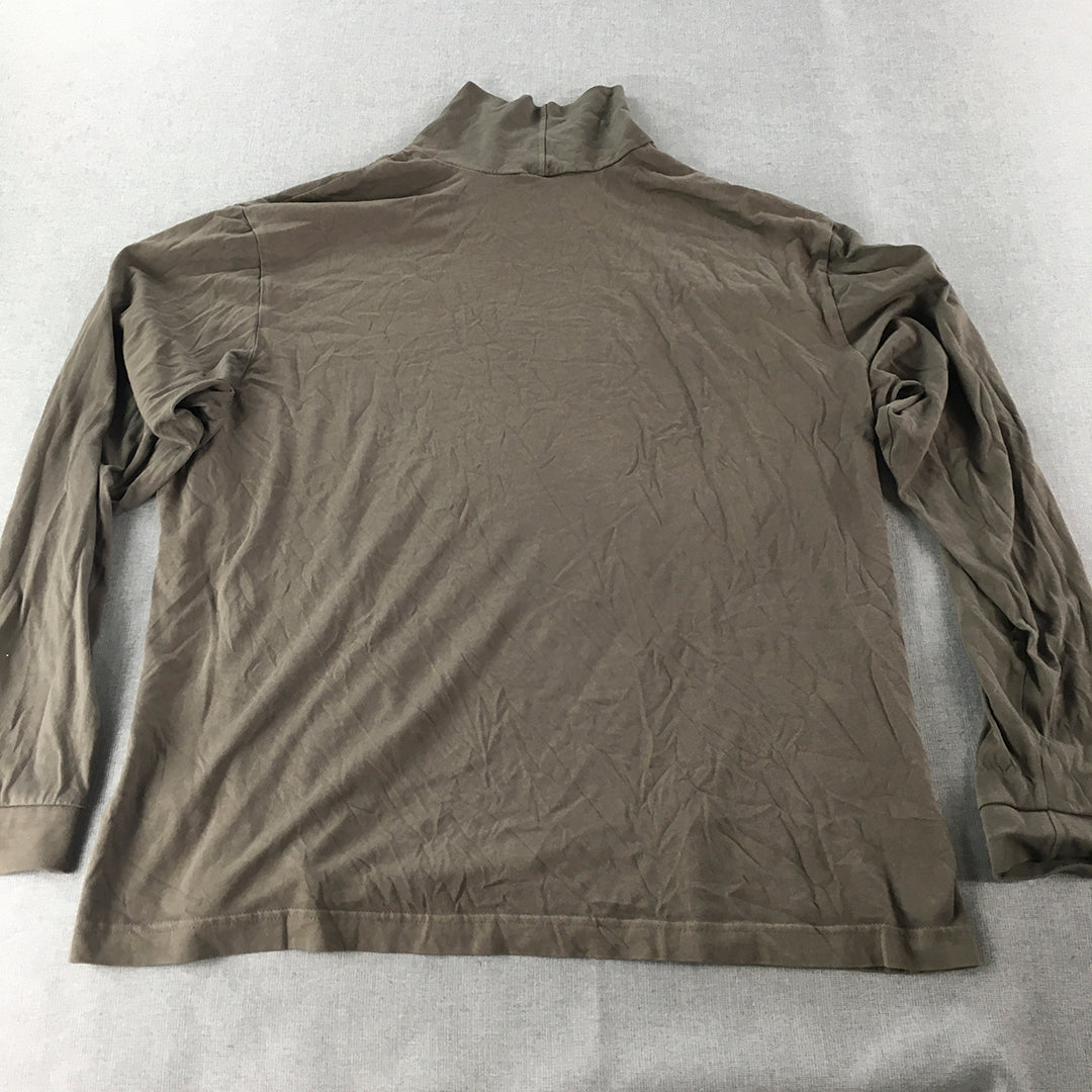 Reebok Mens Mock Neck Pullover Size XL Brown Long Sleeve Shirt