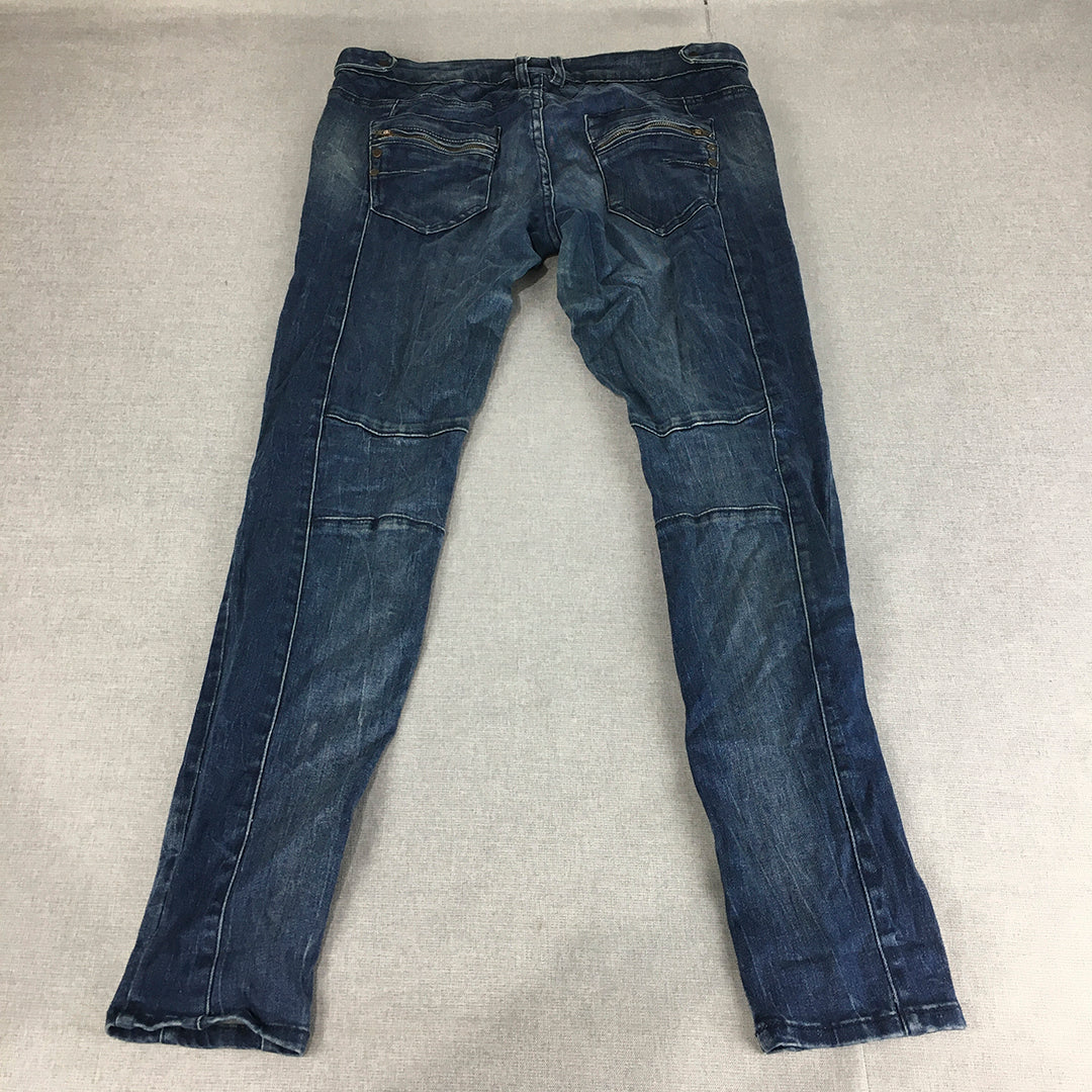 FN Denim Womens Skinny Jeans Size 12 (W34 x L29) Blue Cut Sew Denim