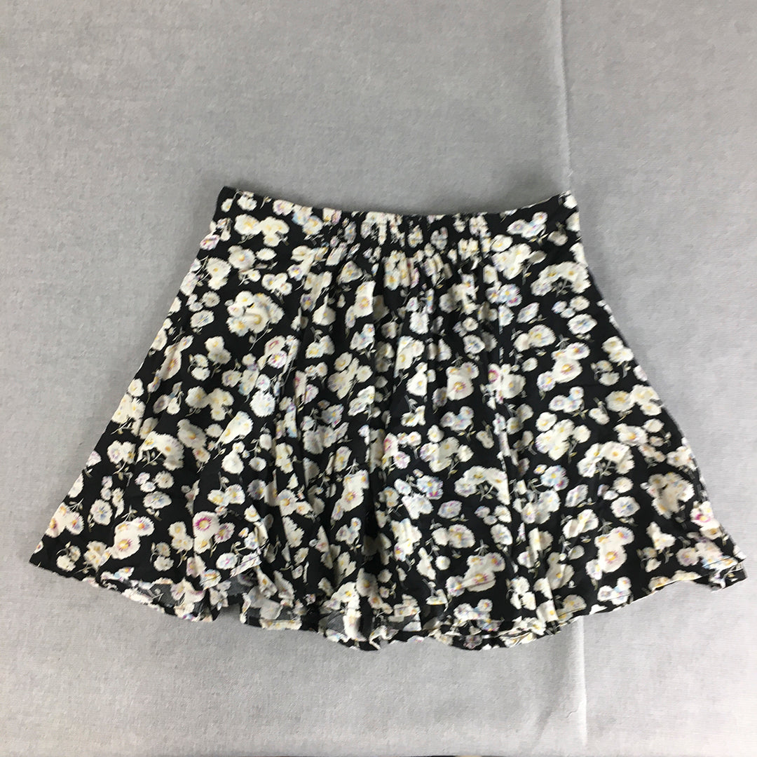 MINKPINK Womens Mini Skirt Size M Black Floral Elastic Waist