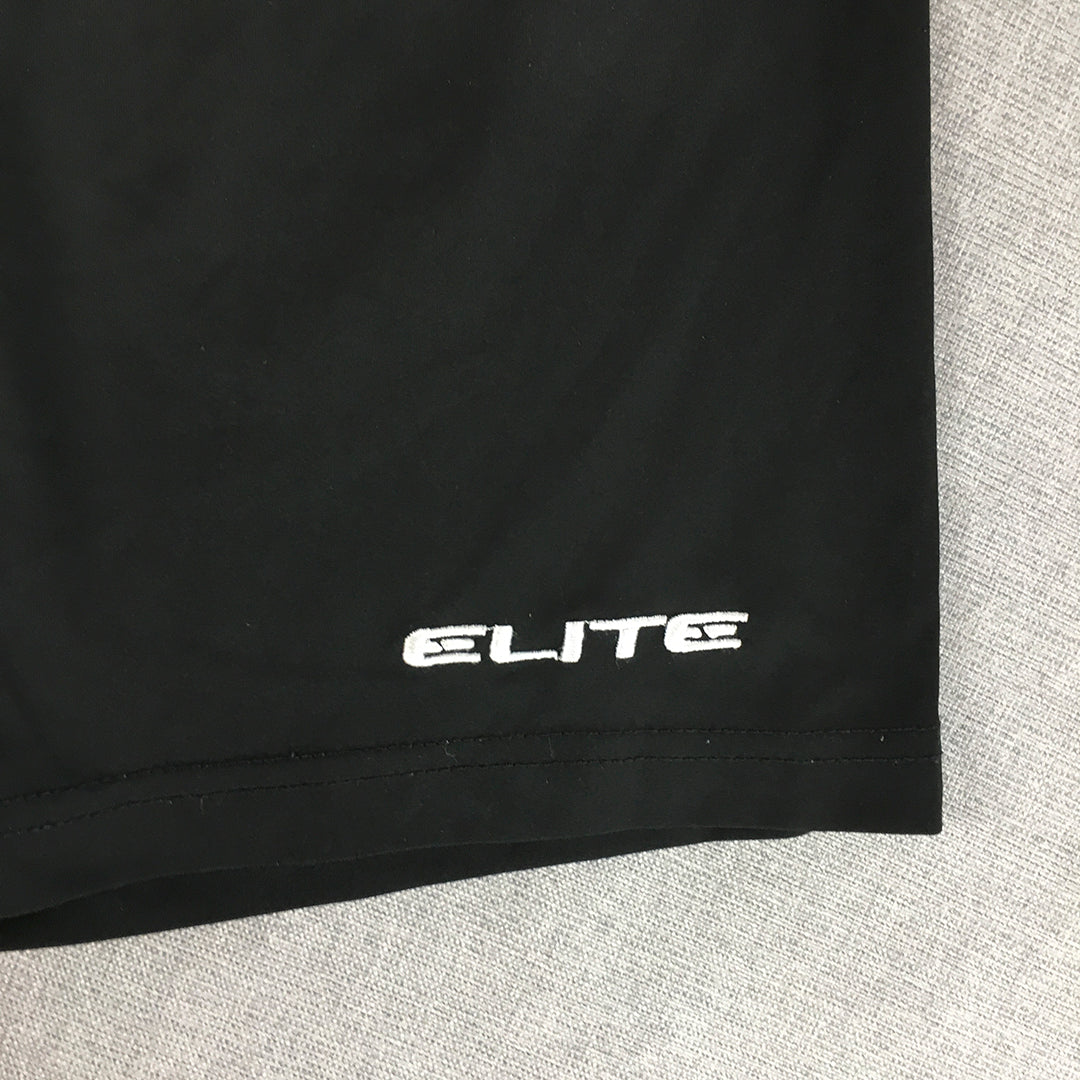 Elite Kids Boys Shorts Size 10 Black Sport Running Football Elastic Waist