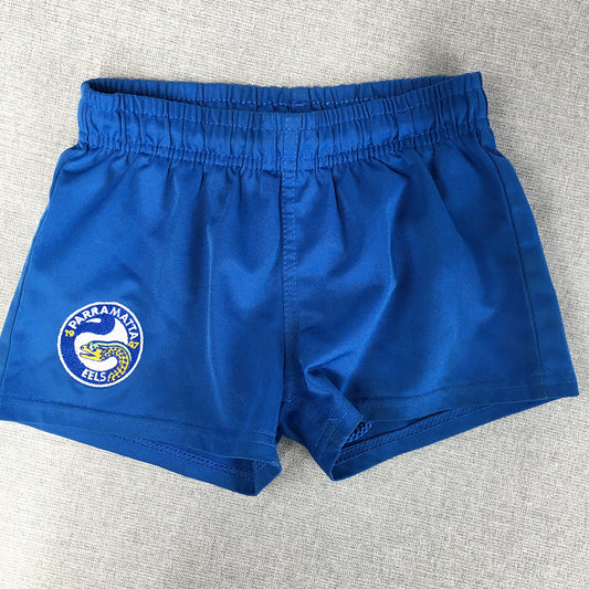 Parramatta Eels Kids Boys Shorts Size 4 Blue NRL Rugby League Elastic Waist