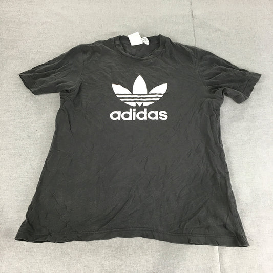 Adidas Mens T-Shirt Size M Black Big Trefoil Logo Short Sleeve Crew Neck Tee