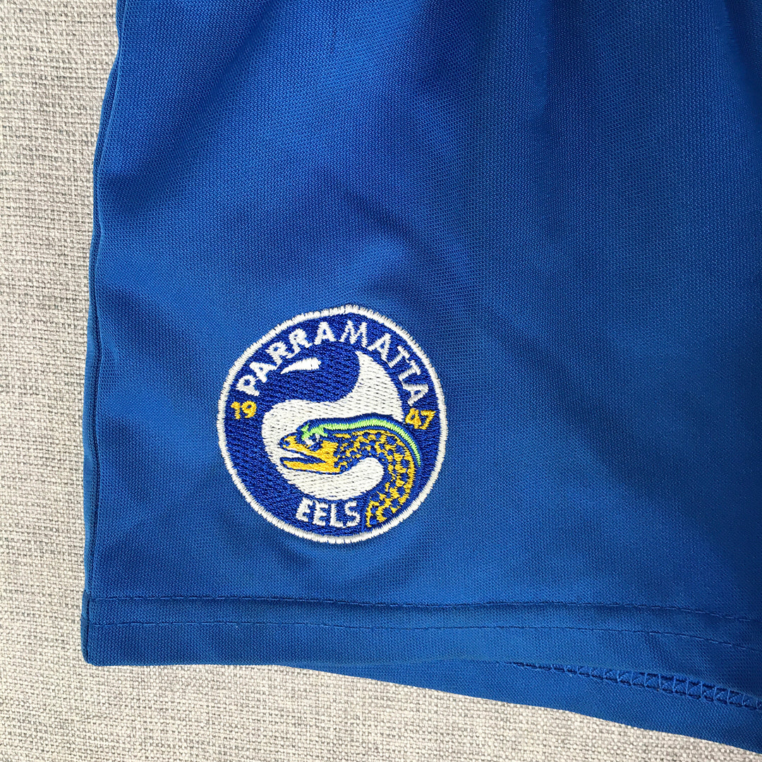 Parramatta Eels Kids Boys Shorts Size 4 Blue NRL Rugby League Elastic Waist