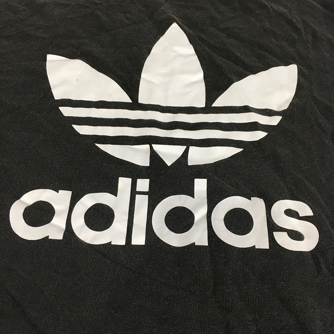 Adidas Mens T-Shirt Size M Black Big Trefoil Logo Short Sleeve Crew Neck Tee