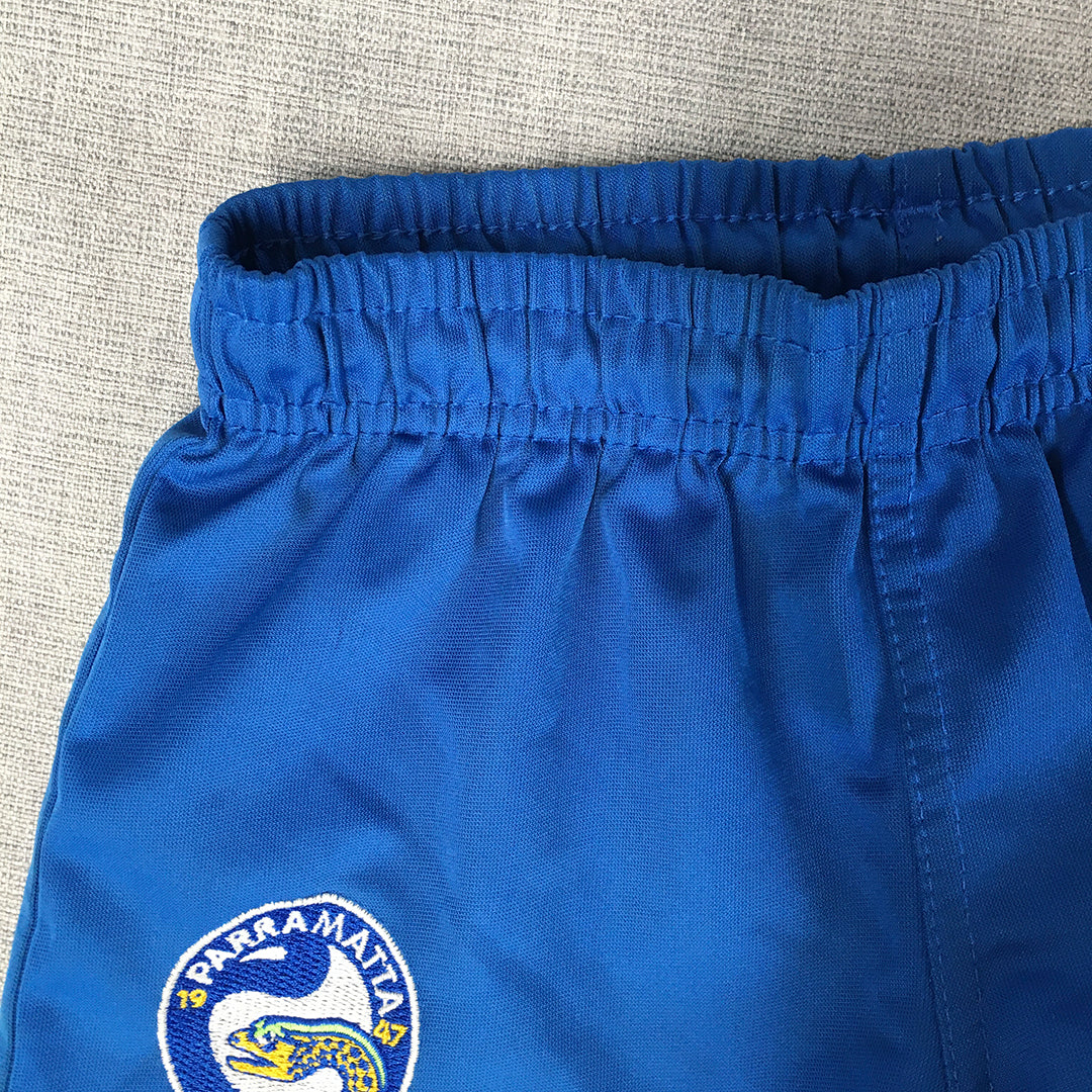 Parramatta Eels Kids Boys Shorts Size 4 Blue NRL Rugby League Elastic Waist