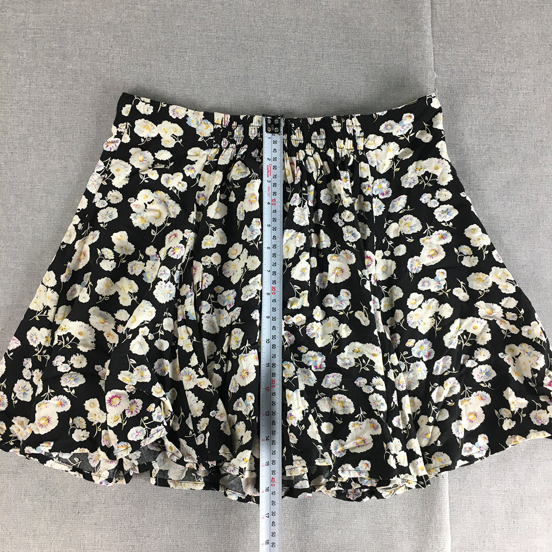 MINKPINK Womens Mini Skirt Size M Black Floral Elastic Waist