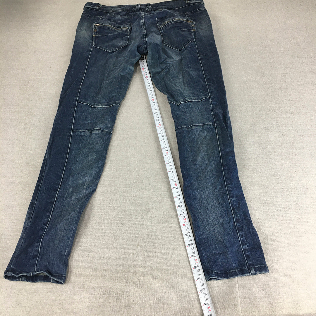 FN Denim Womens Skinny Jeans Size 12 (W34 x L29) Blue Cut Sew Denim