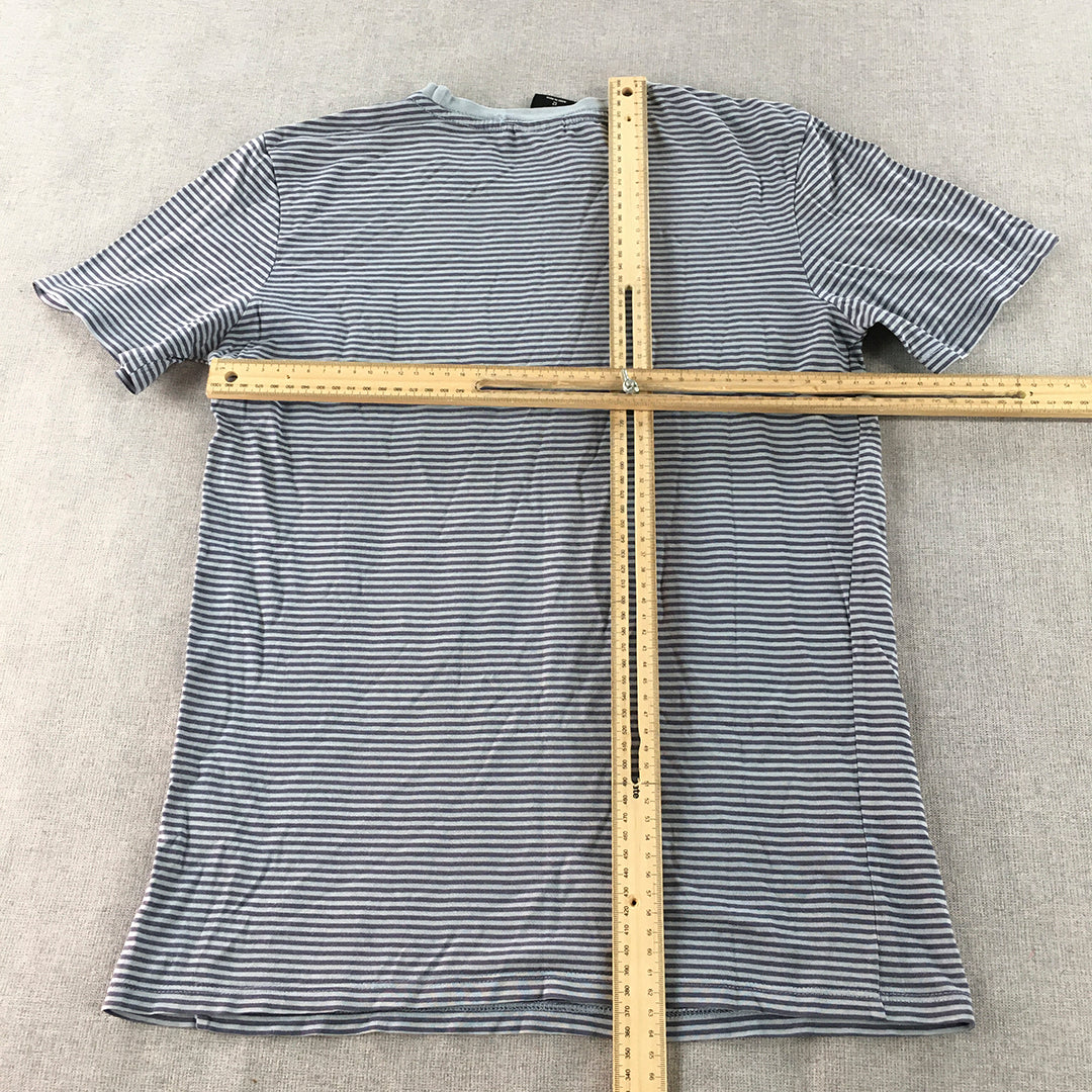 St Goliath Kids Boys T-Shirt Size 12 Purple Blue Striped Short Sleeve Pocket