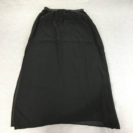 NEW H&M Womens Maxi Skirt Size 10 Black A-Line Elastic Waist