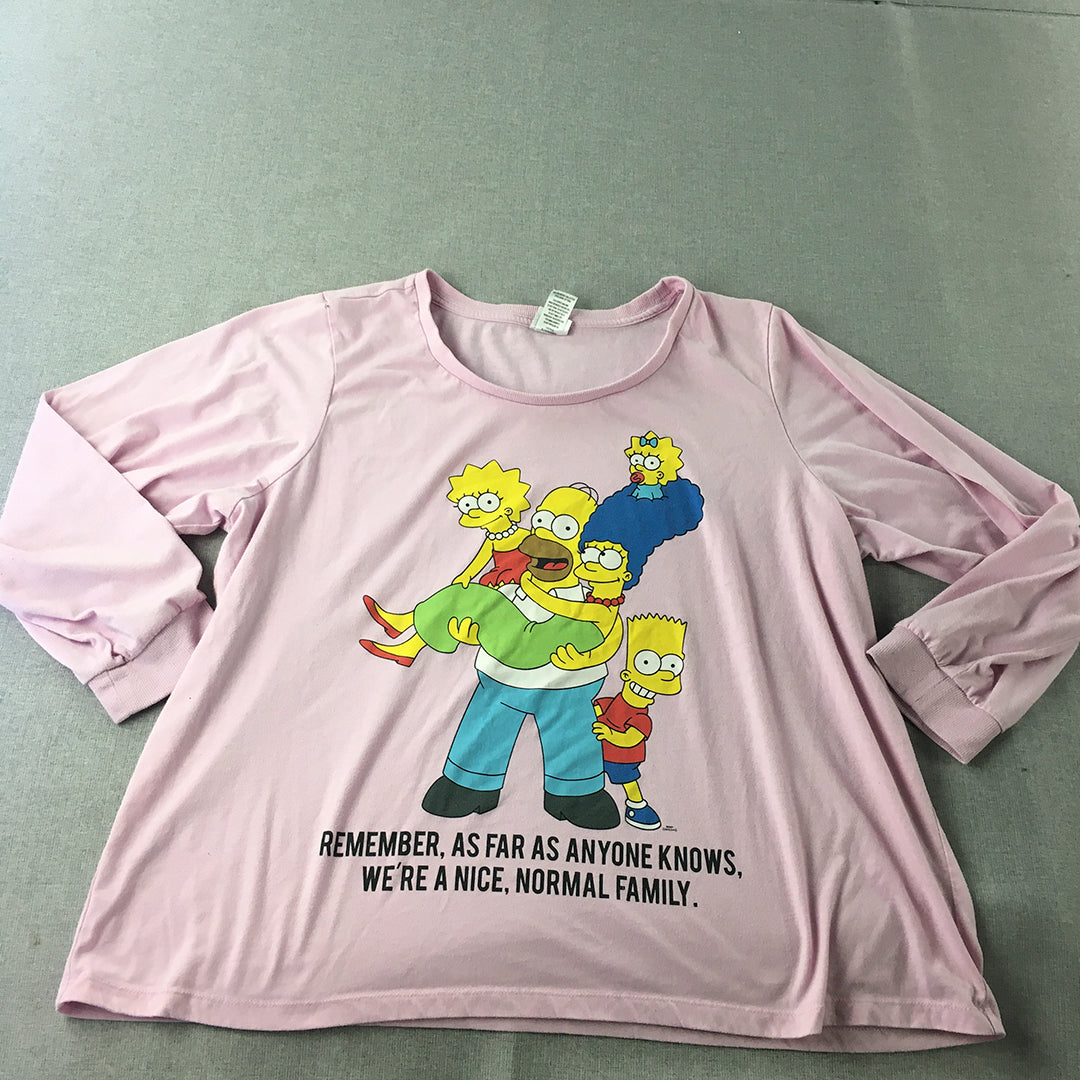 The Simpsons Womens Shirt Size 26 Pink Long Sleeve Pullover Shirt