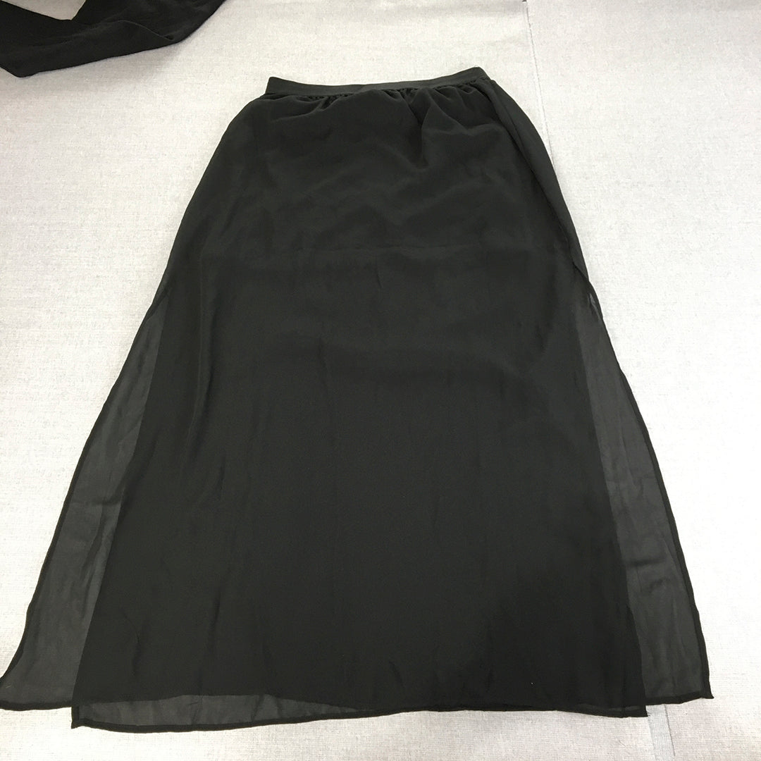 NEW H&M Womens Maxi Skirt Size 10 Black A-Line Elastic Waist