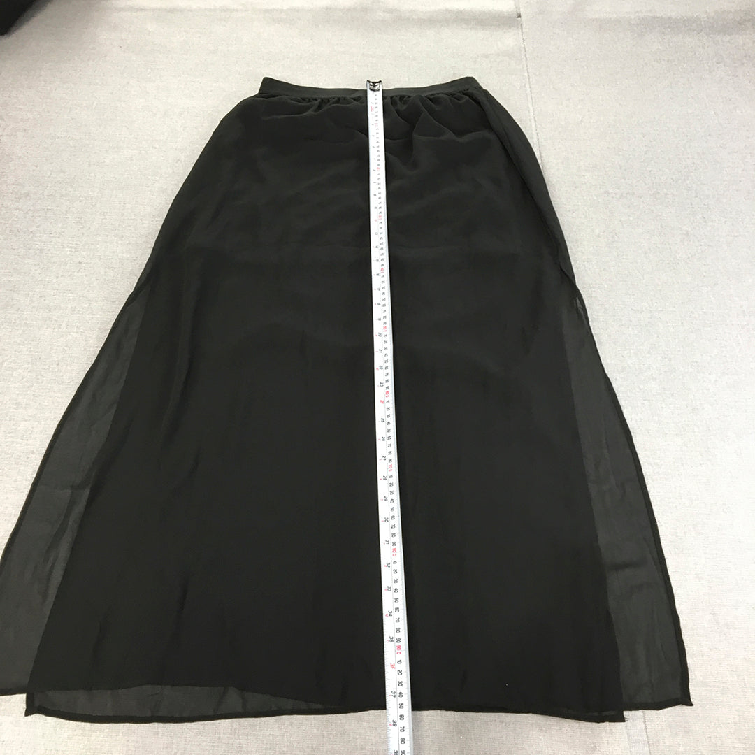 NEW H&M Womens Maxi Skirt Size 10 Black A-Line Elastic Waist