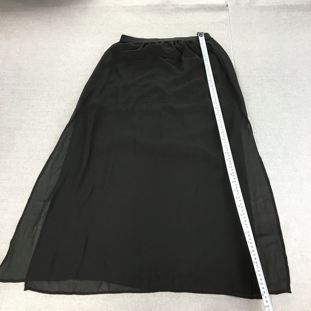 NEW H&M Womens Maxi Skirt Size 10 Black A-Line Elastic Waist