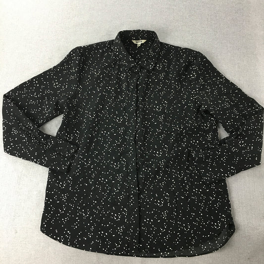 Wite Womens Top Size 12 Black Dot Long Sleeve Button-Up Shirt