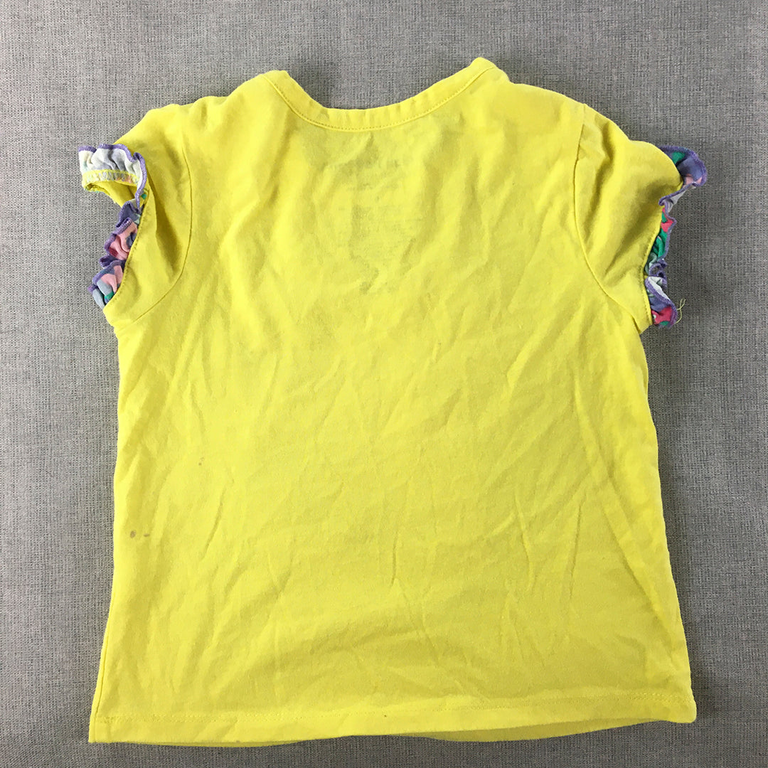 Paw Patrol Kids Girls T-Shirt Size 4 Toddler Yellow Floral Puppy Dog Top