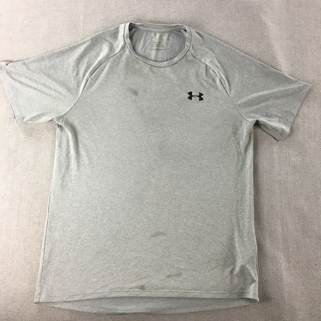 Under Armour Mens T-Shirt Size M Grey Logo Short Sleeve Crew Neck Tee