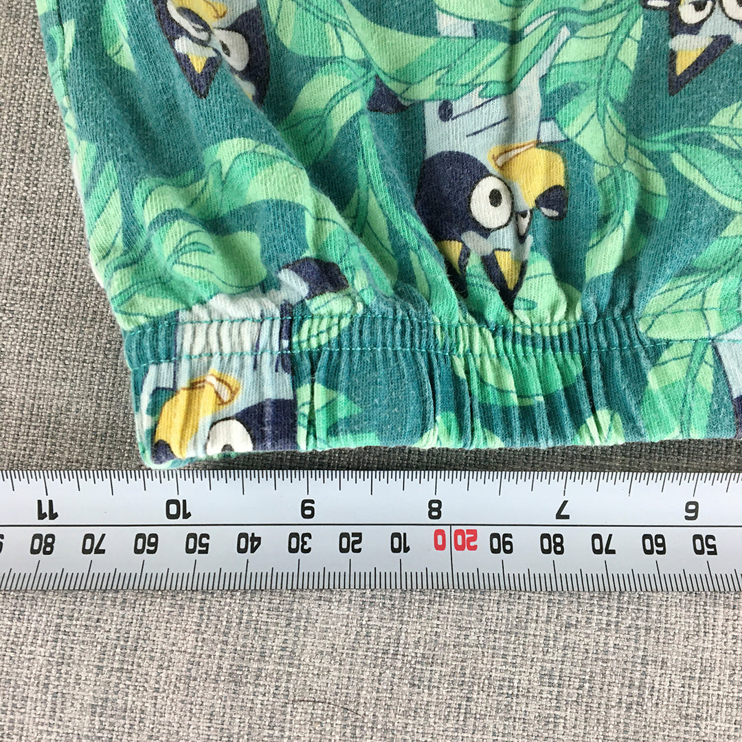 Bluey Kids Pajama Shorts Size 7 Green Elastic Waist Sleepwear