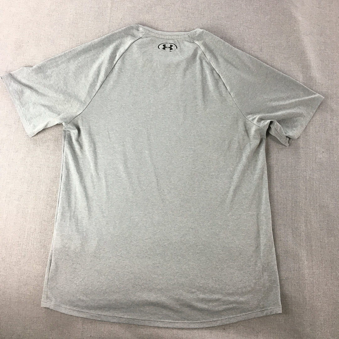 Under Armour Mens T-Shirt Size M Grey Logo Short Sleeve Crew Neck Tee