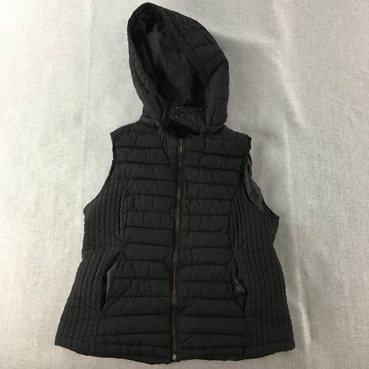 Regatta Womens Puffer Vest Size 12 Black Hooded Sleeveless Gilet Zip-Up