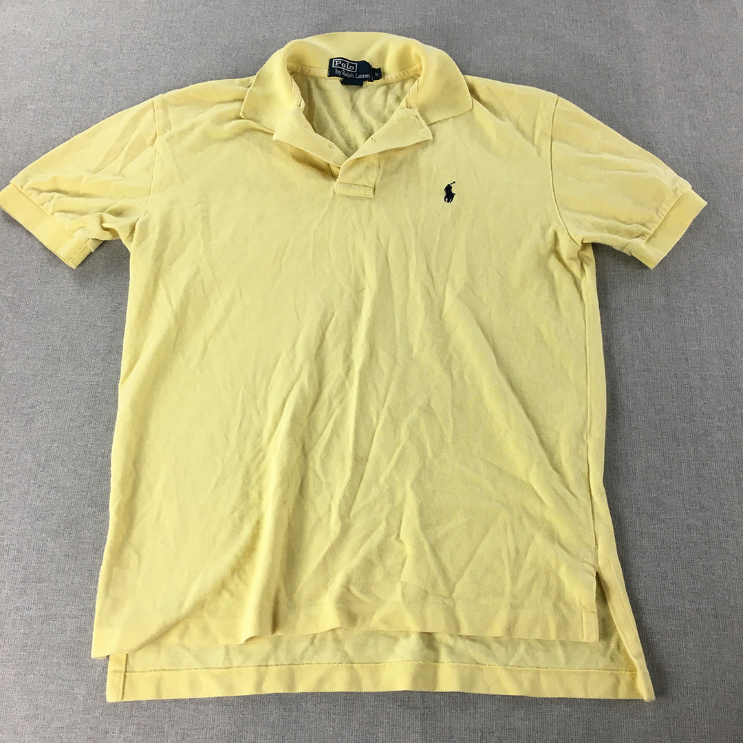 Polo Ralph Lauren Mens Shirt Size S Yellow Pony Logo Collared Rugby