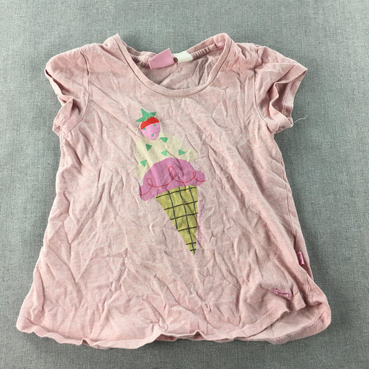 Peter Alexander Jnr Kids Girls Pajama Top Size 6 Pink Short Sleeve Sleep Shirt