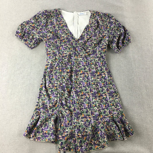 Valleygirl Womens Mini Dress Size 8 Green Purple Floral A-Line