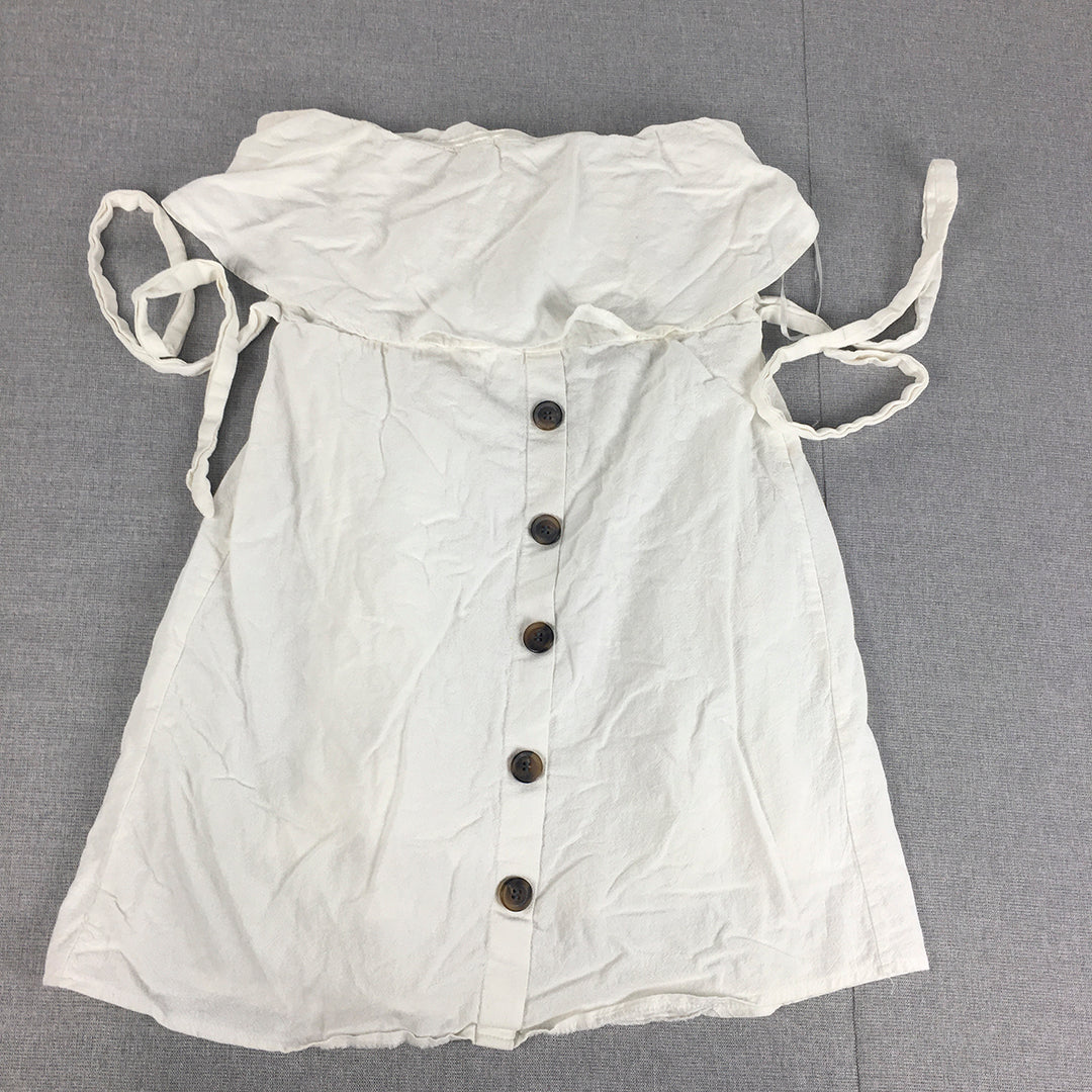 Morning Mist Womens Mini Dress Size 12 White Button Strapless