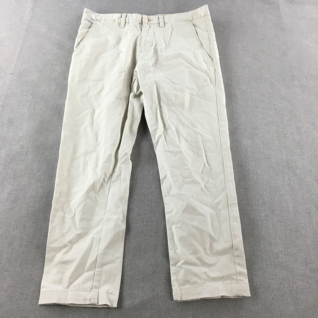 Spencer Project Mens Chino Pants Size 32 Cream Beige Straight Trouser