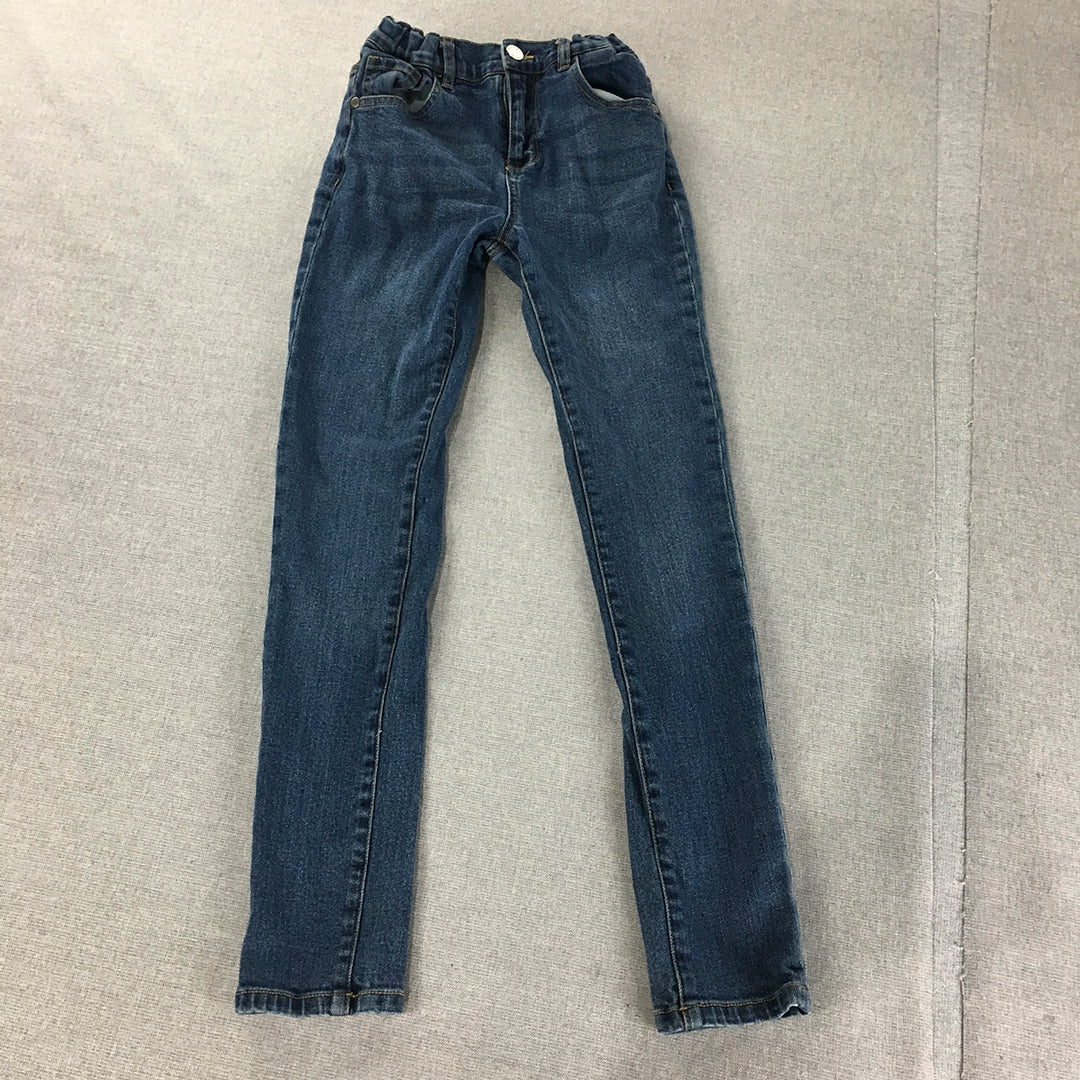 Guess Kids Girls Skinny Jeans Size 10 Blue Dark Wash Elastic Waist Denim