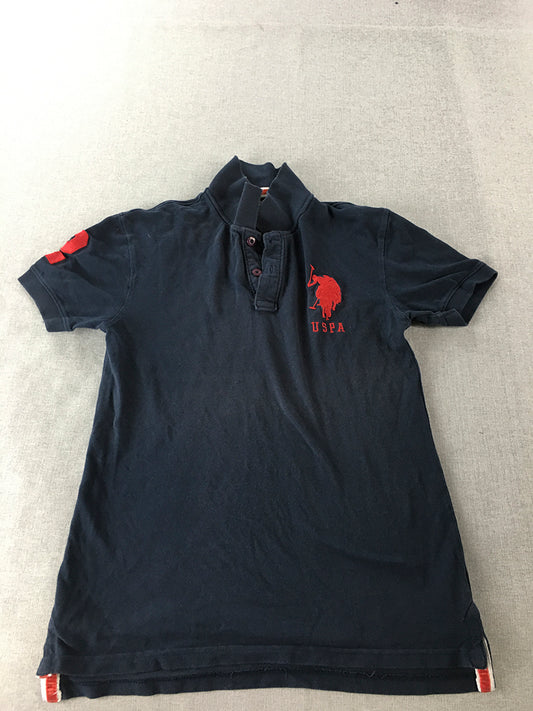 U.S. Polo Assn. Mens Shirt Size M Navy Blue Logo Collared Rugby