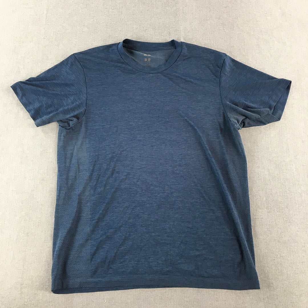 Uniqlo Mens T-Shirt Size L Blue Short Sleeve Athletic Running Workout