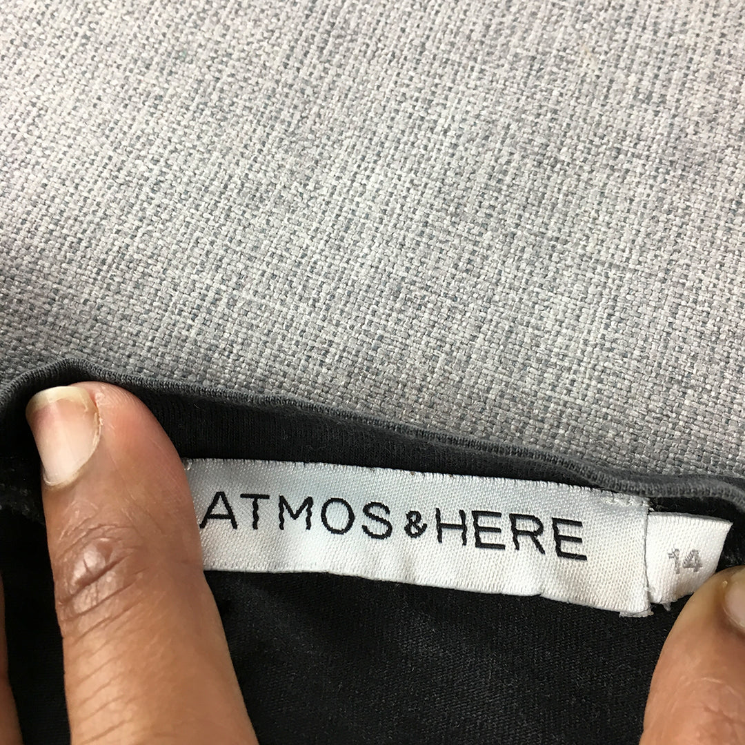 Atmos & Here Womens T-Shirt Size 14 Black Crew Neck Short Sleeve Top