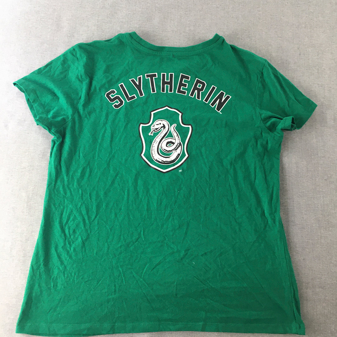 Harry Potter Womens T-Shirt Size M Green Slytherin Short Sleeve Top