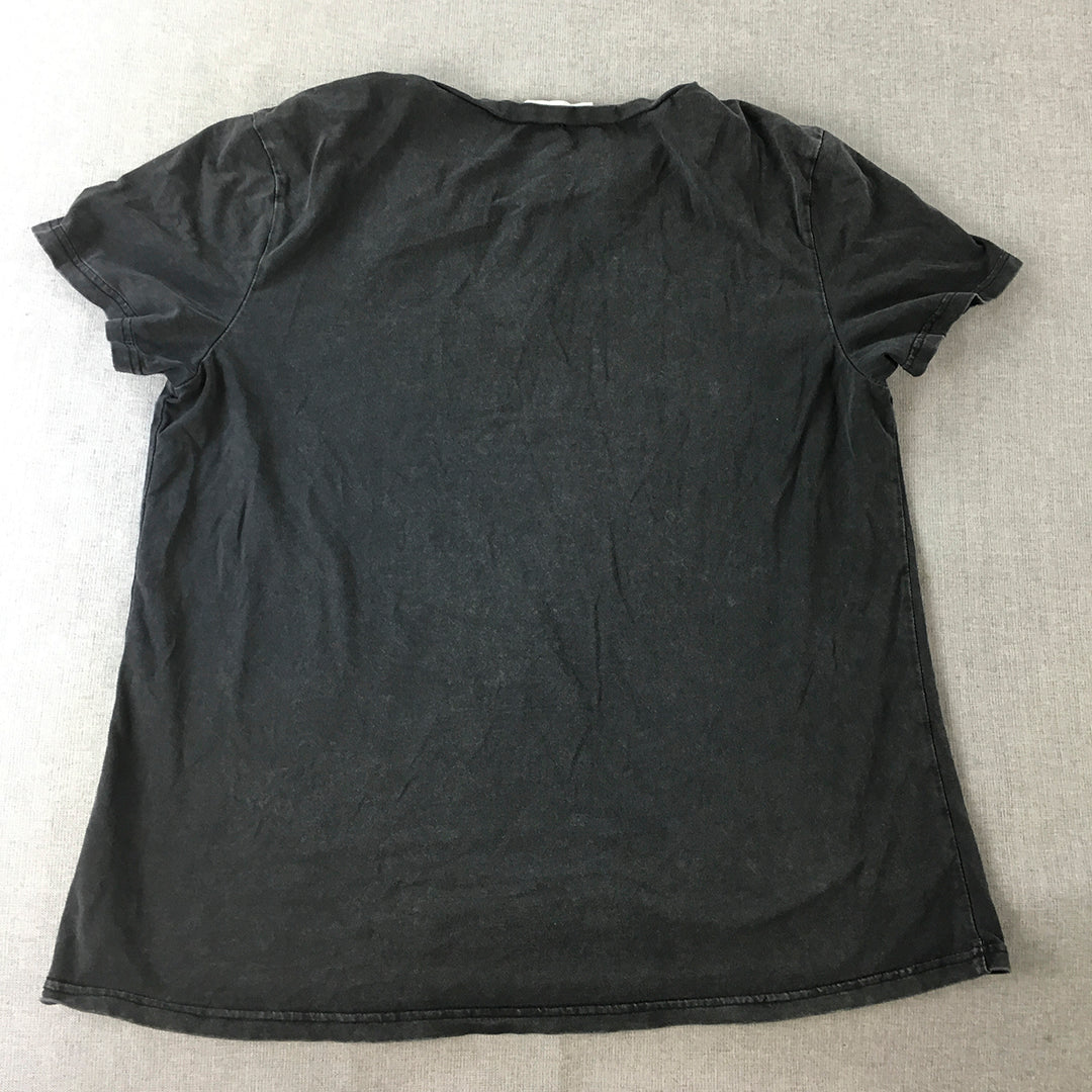 Atmos & Here Womens T-Shirt Size 14 Black Crew Neck Short Sleeve Top