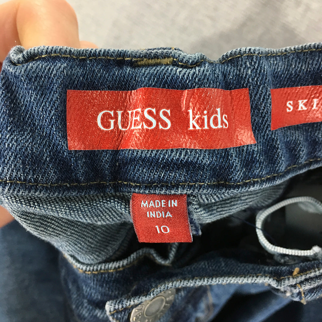 Guess Kids Girls Skinny Jeans Size 10 Blue Dark Wash Elastic Waist Denim